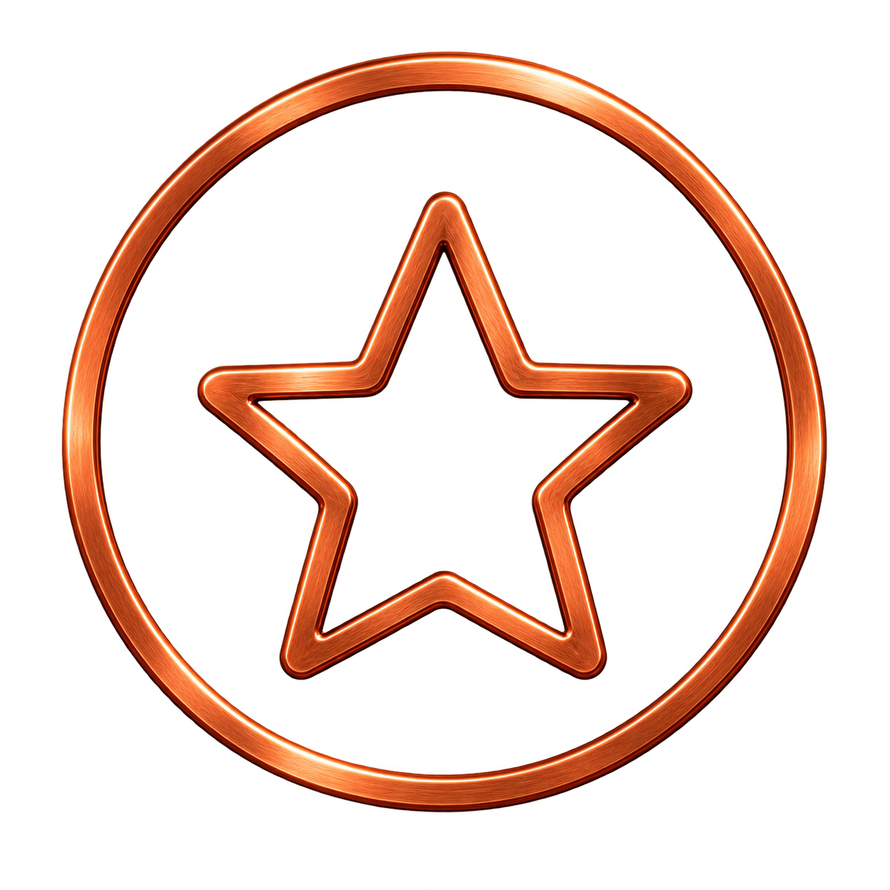 Neon-style copper-colored star inside a circular outline.