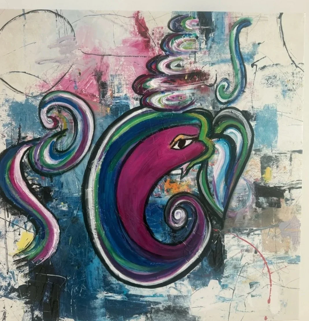 Ganesha with a Spin
36 x 36"
Textured Acrylic on Canvas