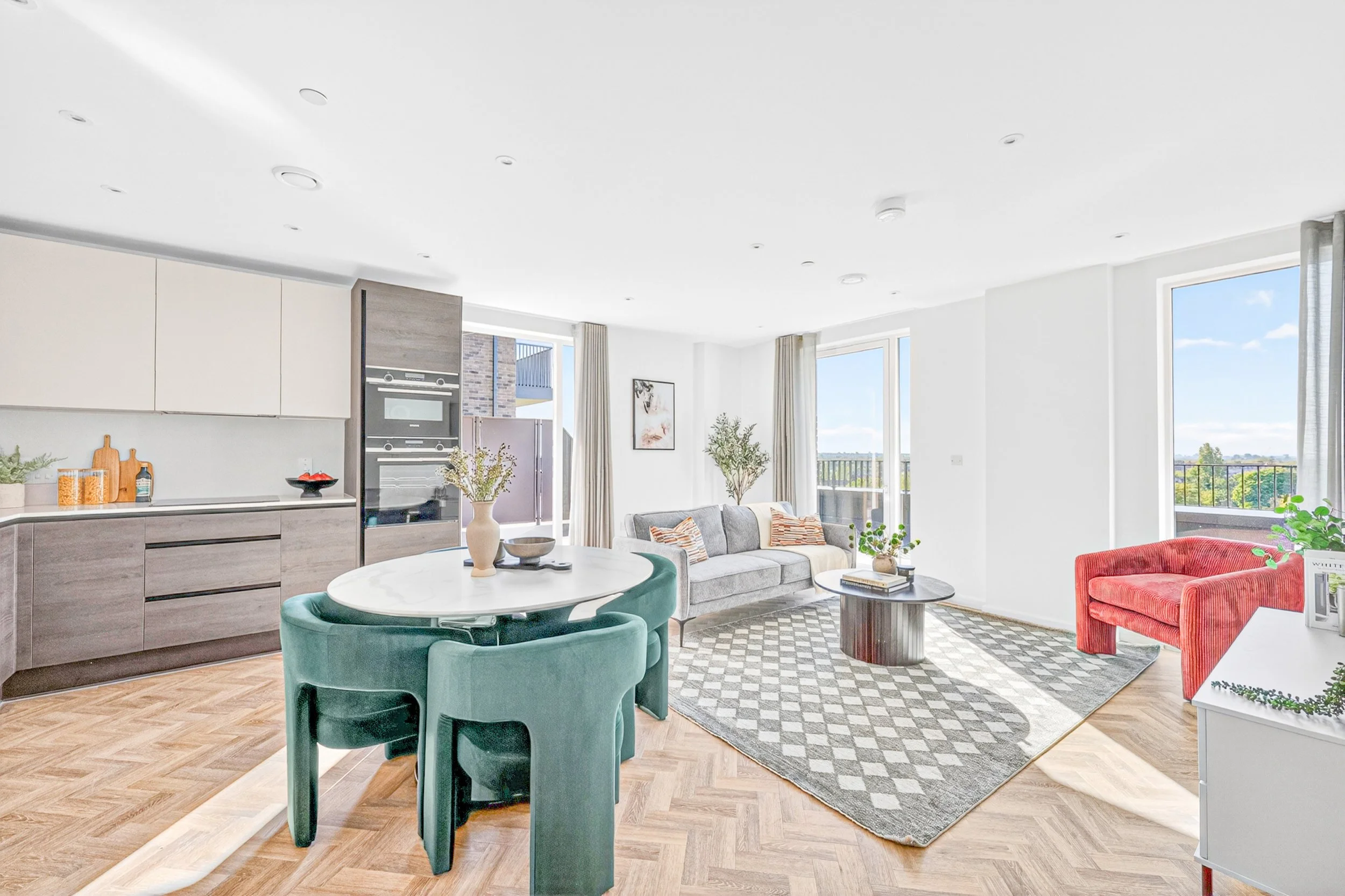 Kitchen and living room, John Dimmer House, Clapham Park