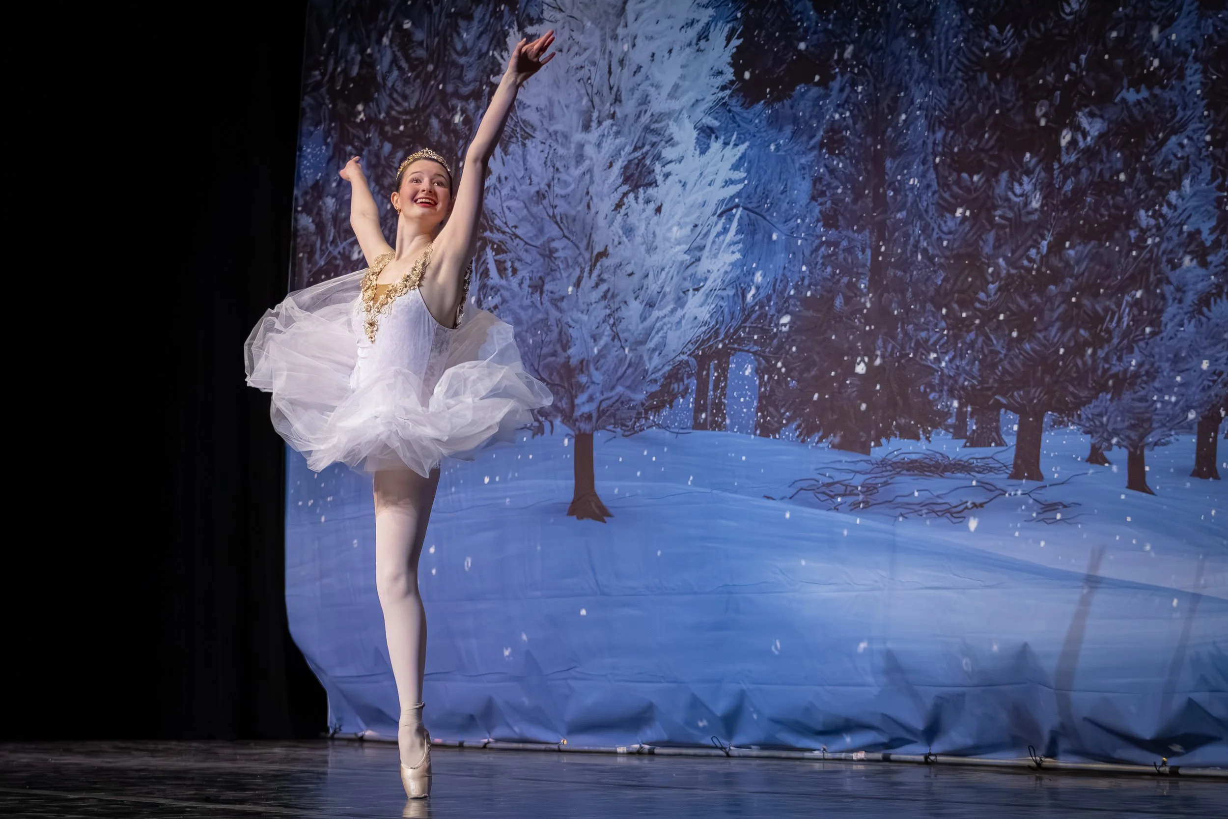 Snow Queen performing in Nutcracker's snow scene