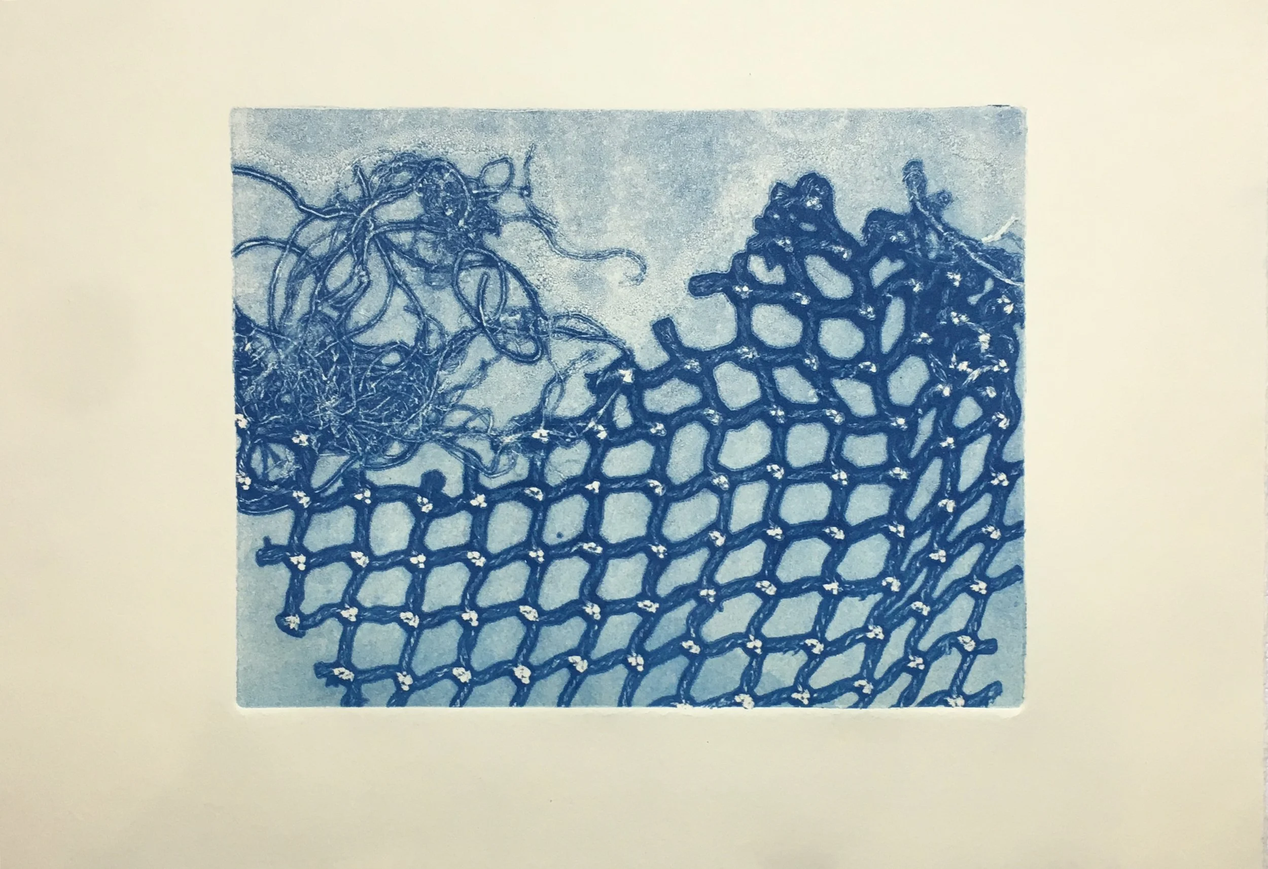 Safety Nets 3,  7.5"x10”  Akua Ink Monotype