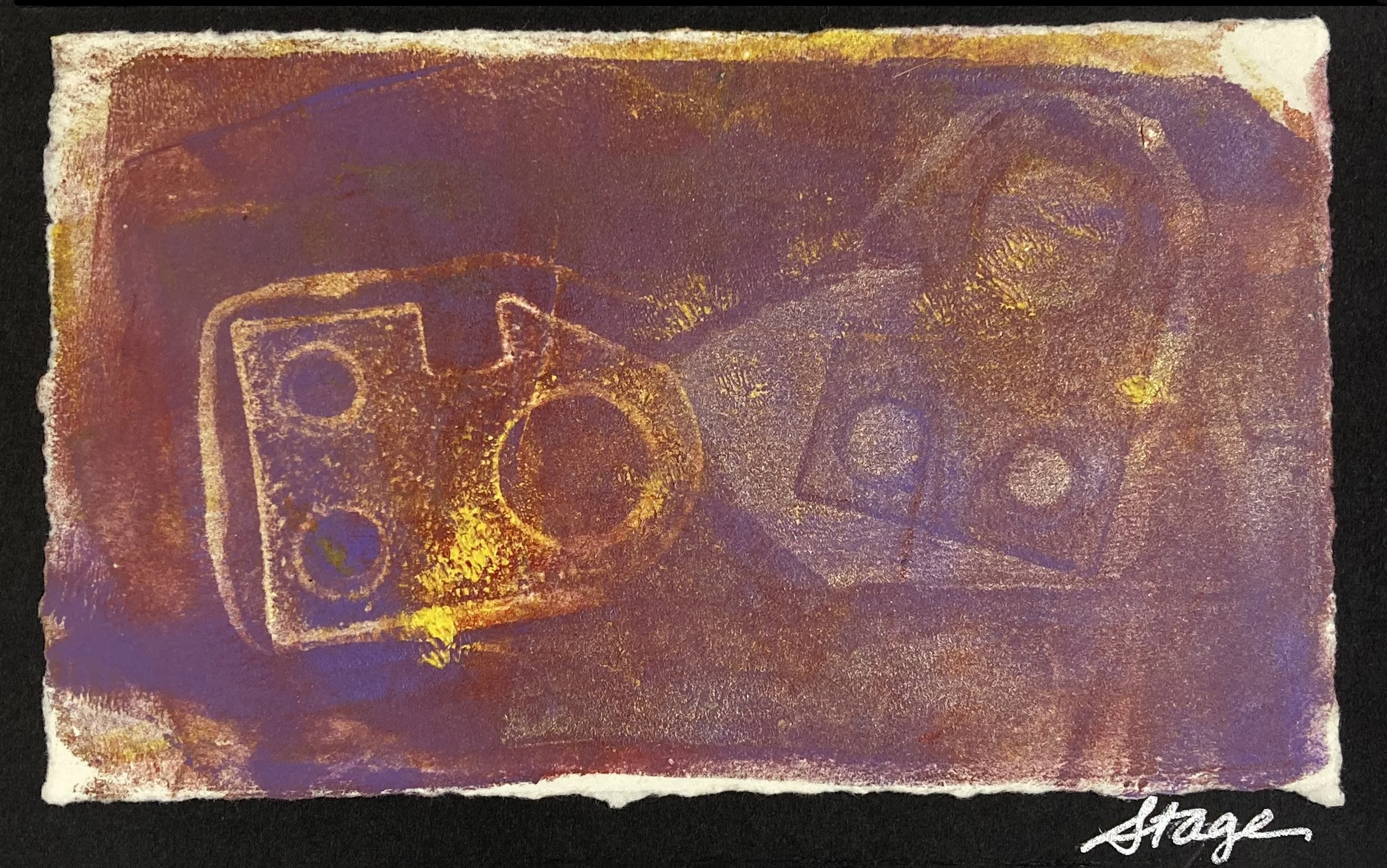 Head 9,  3.5"x5.5" Acrylic gelli print