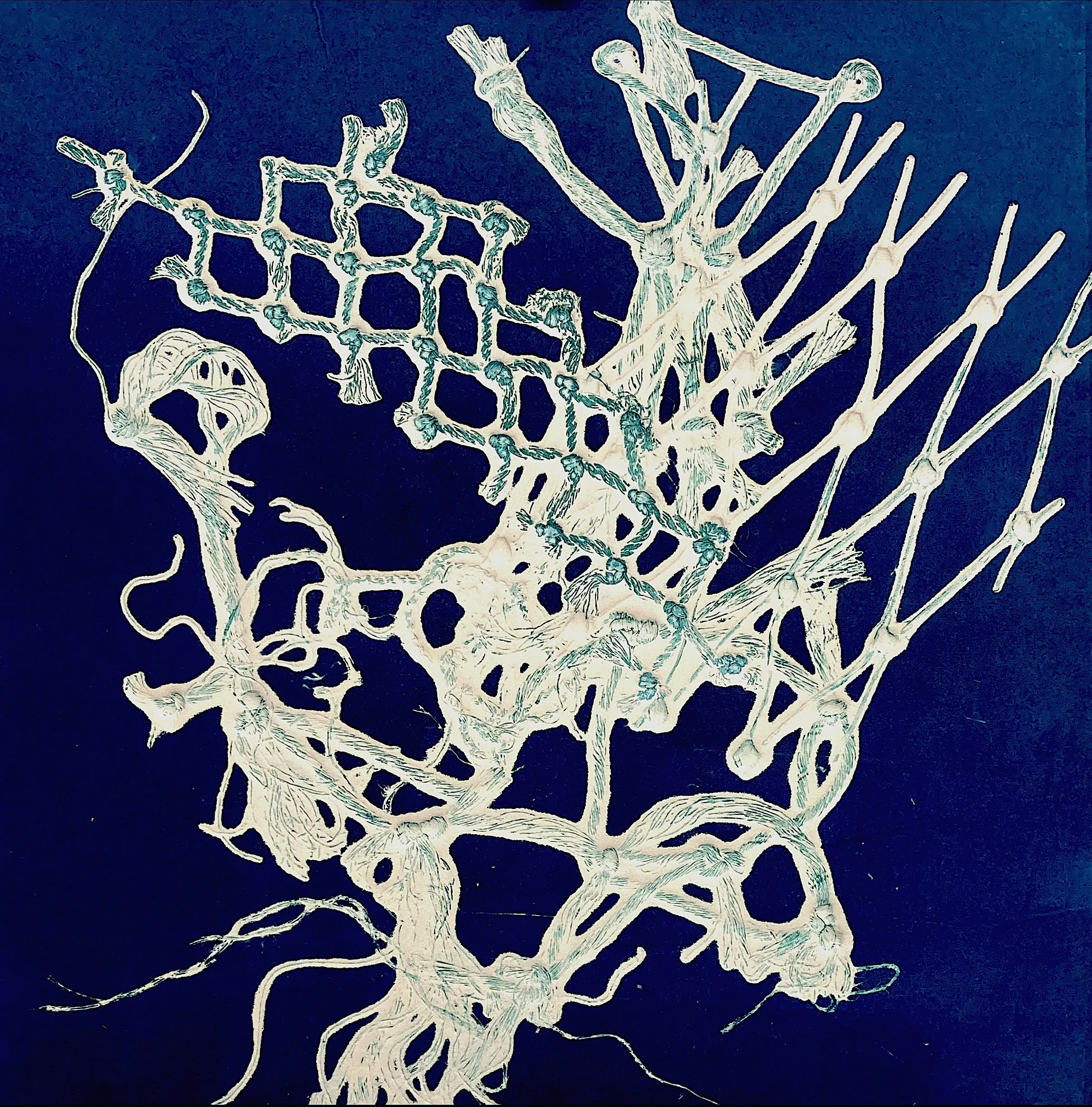 Safety Nets 9,  11x11”  Akua Ink Monotype