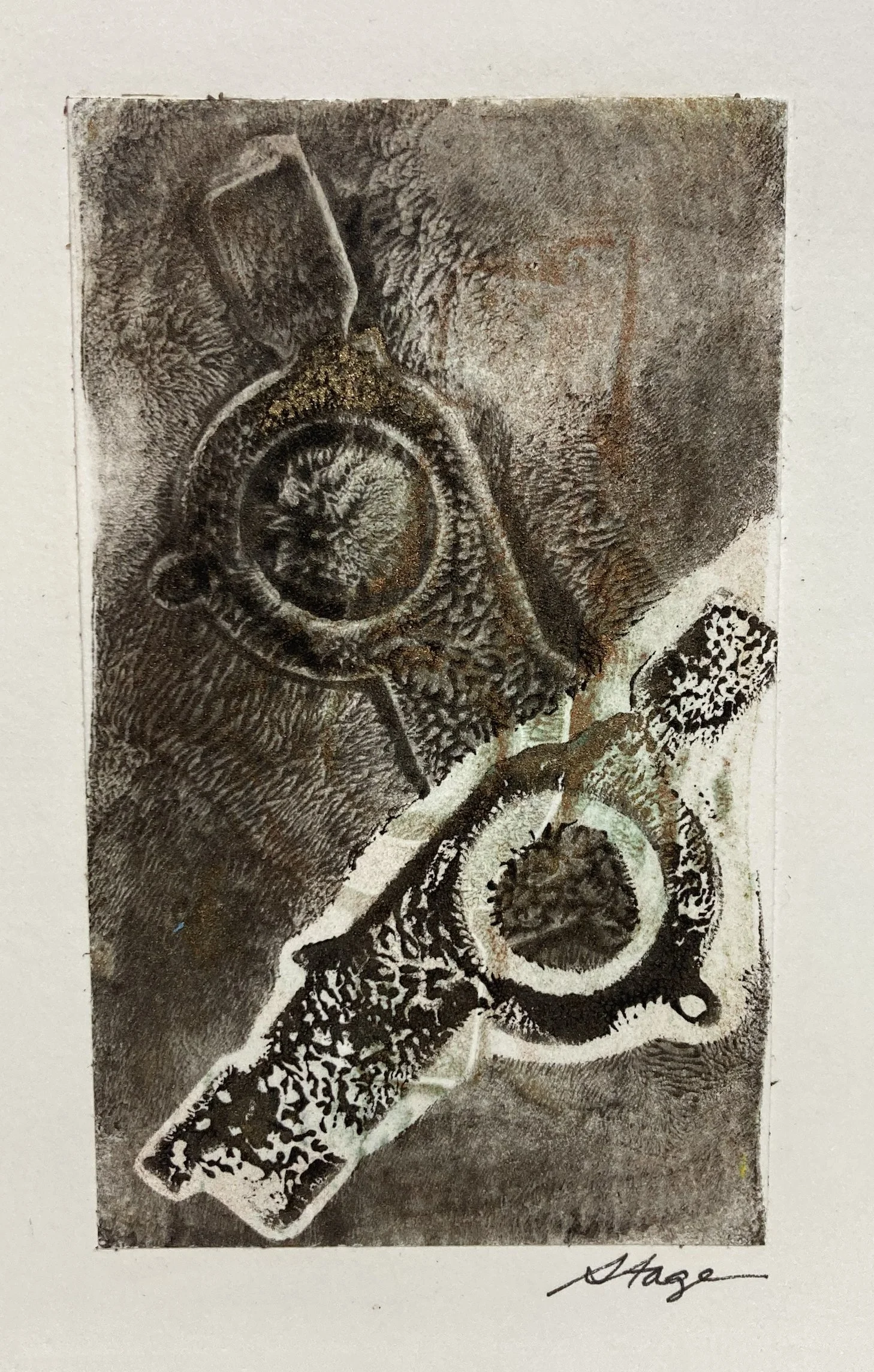 Torso 2,  6"x4" Acrylic gelli print