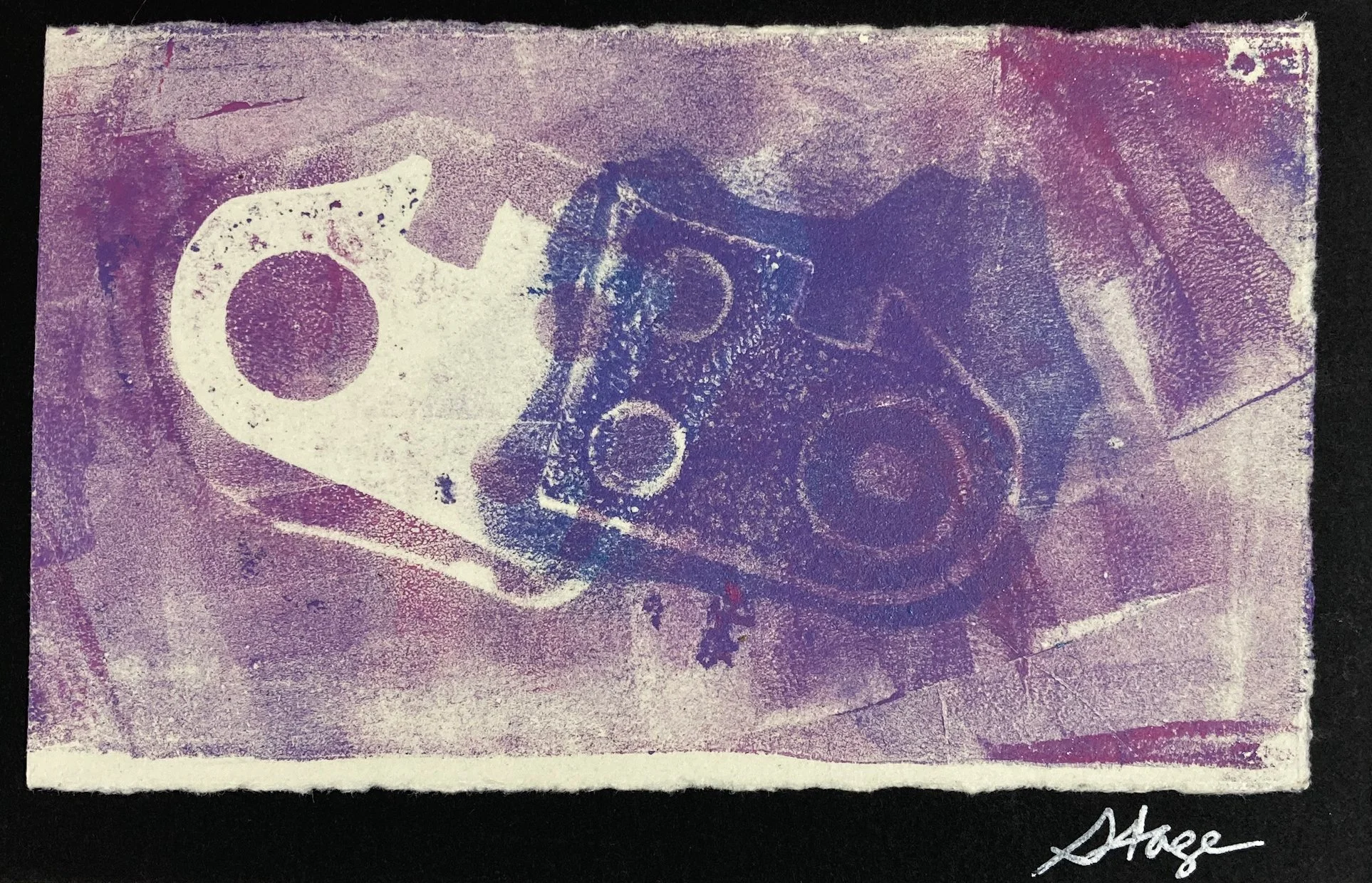 Head 4,  3.5"x5.5" Acrylic gelli print