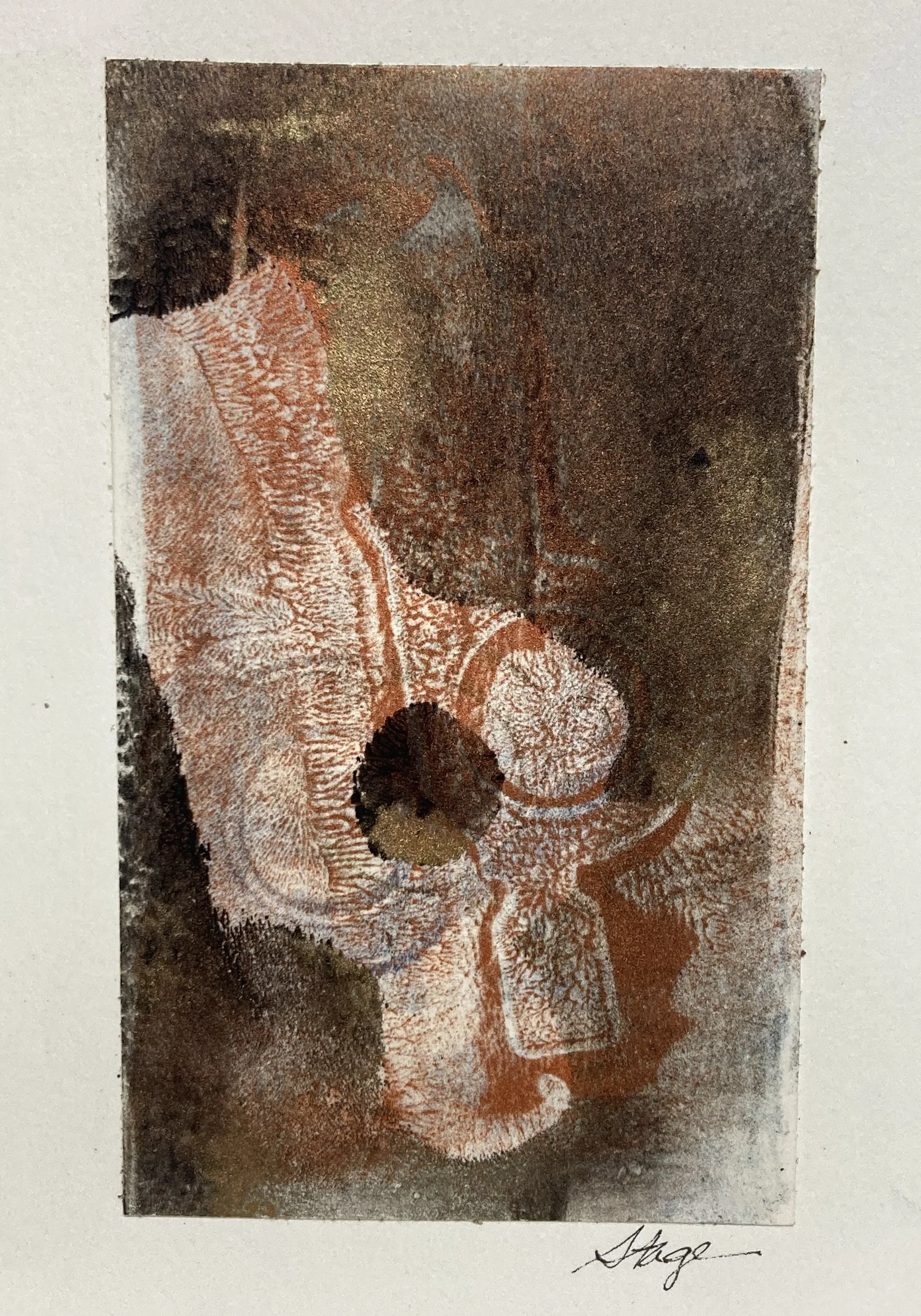 Torso 5,  6"x4" Acrylic gelli print