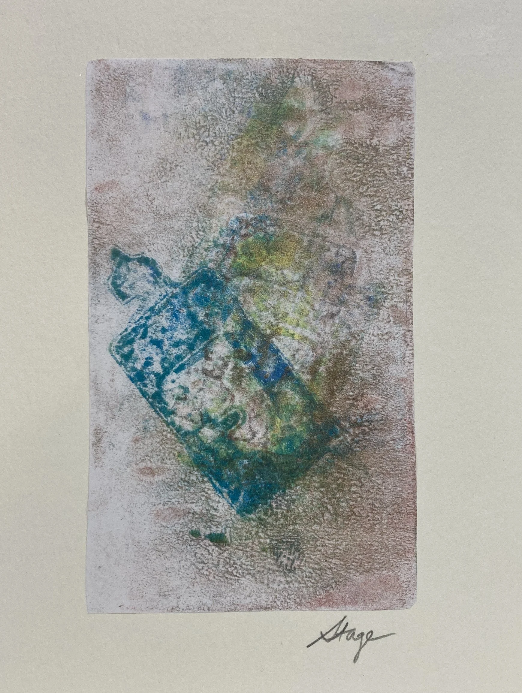 Chapel 4, 7" x 5" Acrylic gelli print