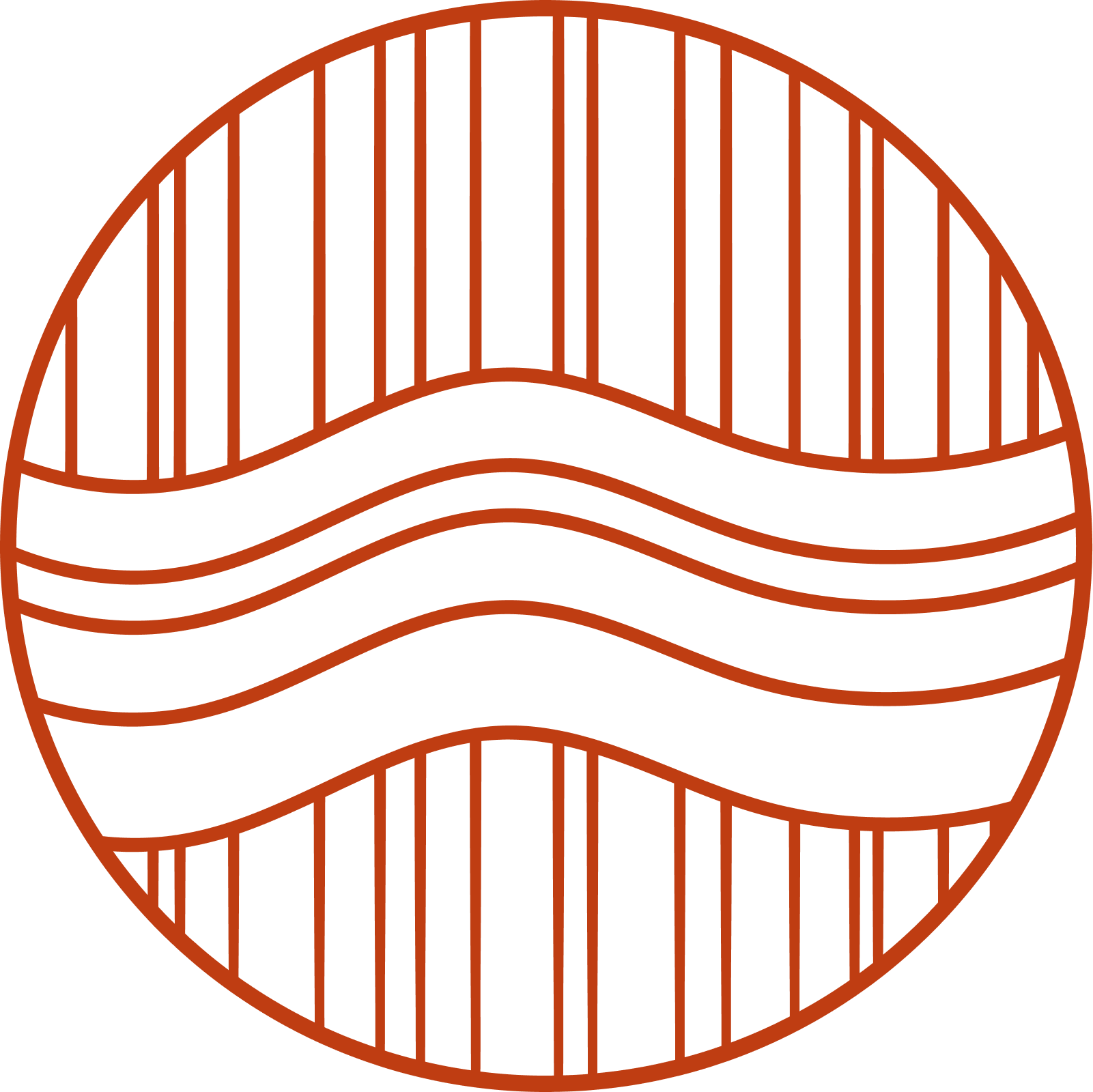 Geometric drawing of an outline square with sections divided by vertical, horizontal, and half circle lines.