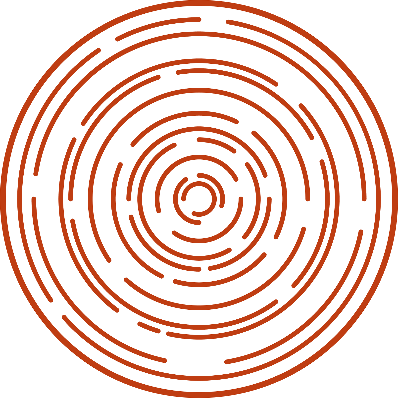 Geometric drawing of an outline square with sections divided by vertical, horizontal, and half circle lines.