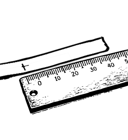 Ring size measurement guide showing a marked paper strip placed next to a ruler to read length in millimeters for accurate ring sizing.