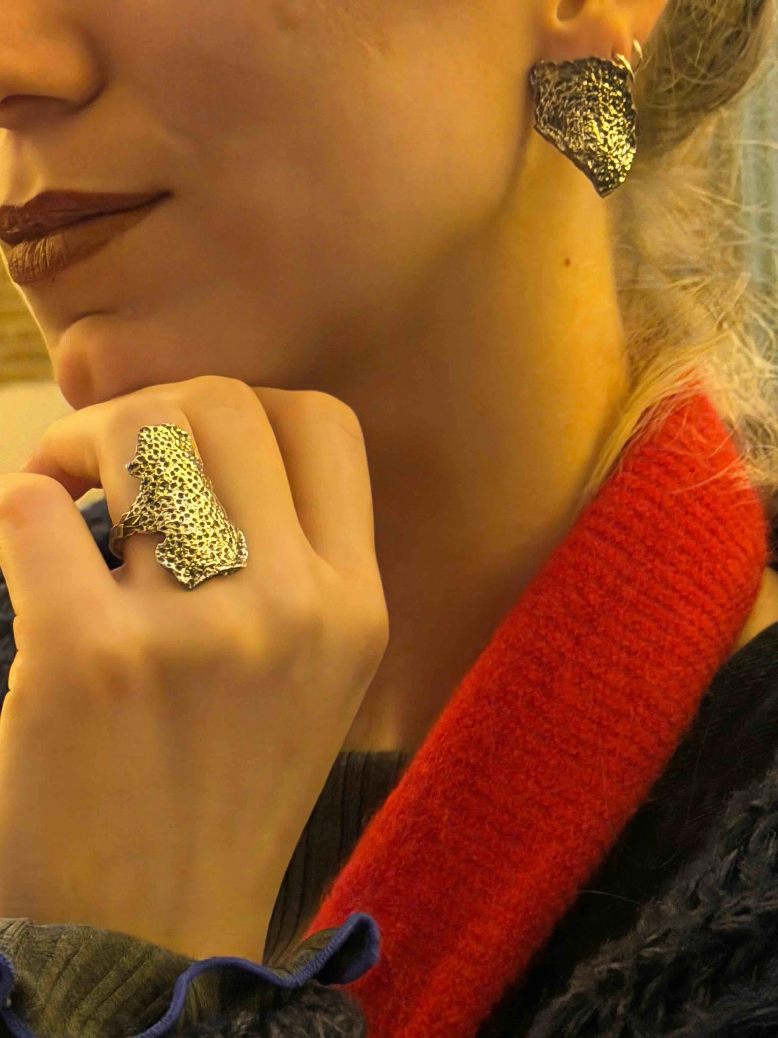 Cadera Jewelry Single Tangerine Rind Oxidised Silver 925