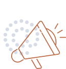 A megaphone with sound waves and dotted circles around it
