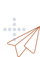 Stylized paper airplane with dotted trail