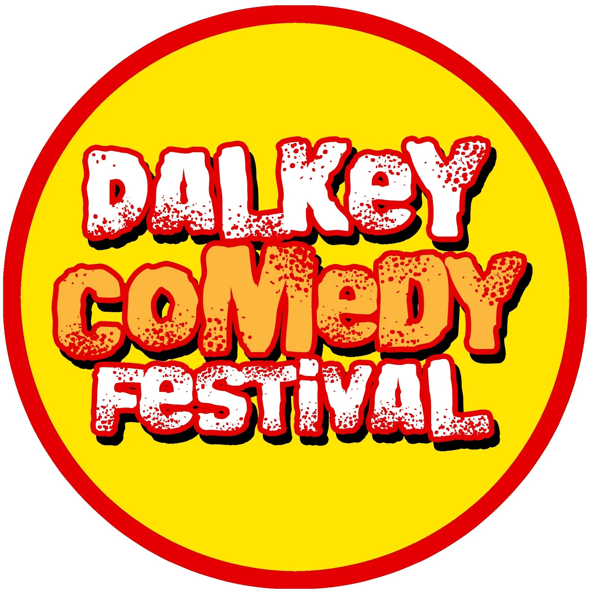 Logo of the Bailey Comedy Festival with yellow background, red border, and bold stylized text reading 'Bailey Comedy Festival' in white, orange, and red with black shadows.