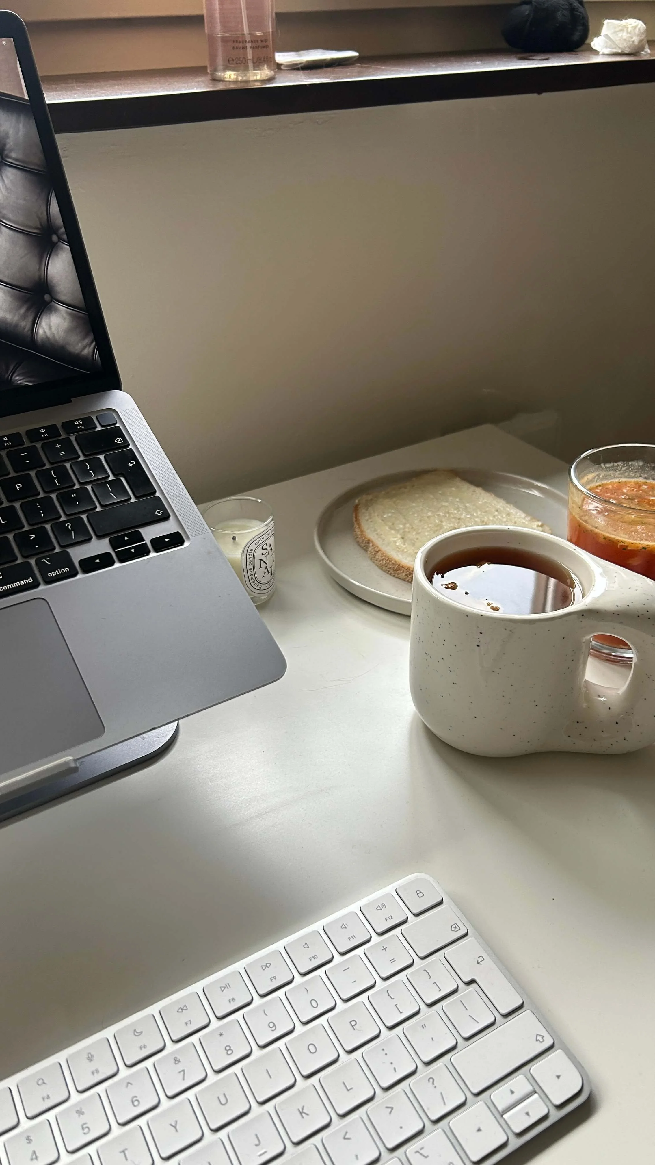 Small business owner working from a calm, organized home office setup