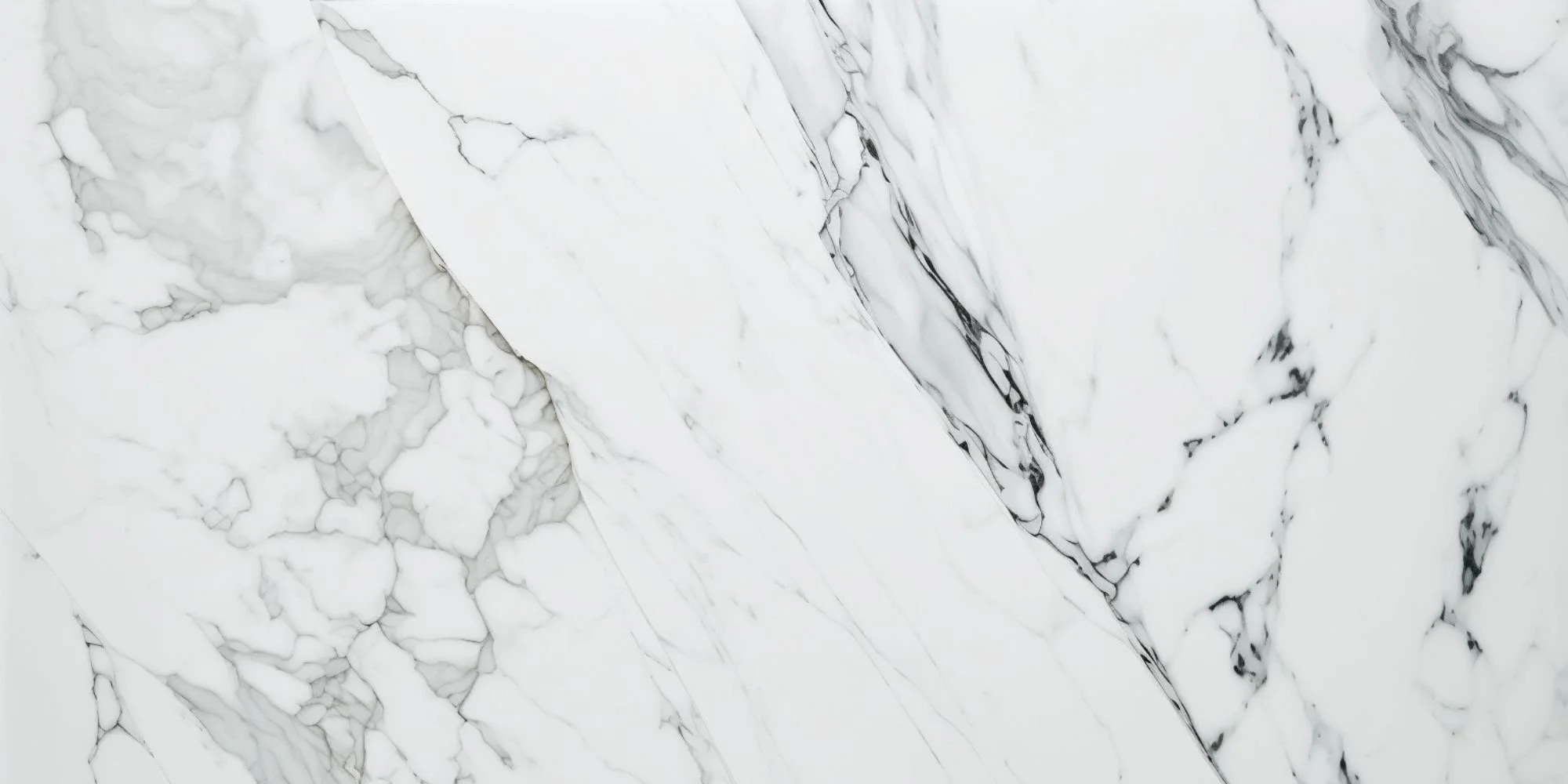 Close-up photo of white marble with gray veining.