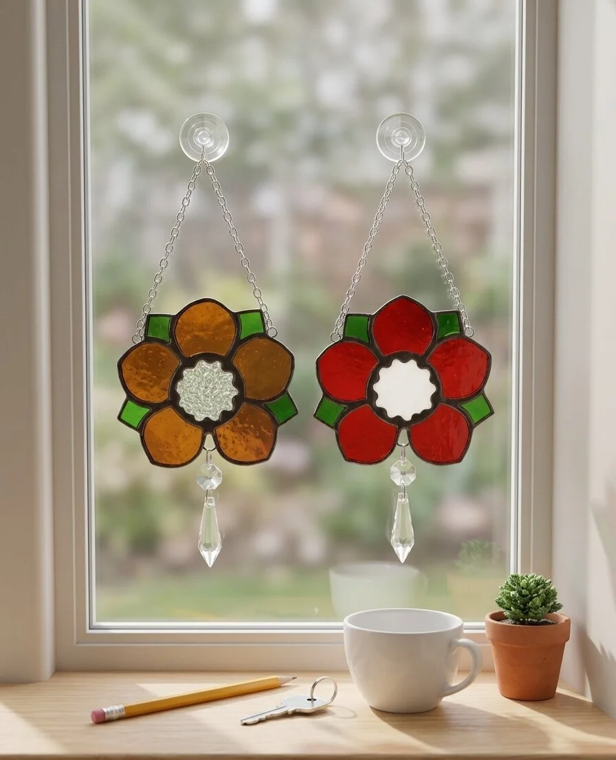 Handcrafted Stained Glass Spring Flower Suncatchers