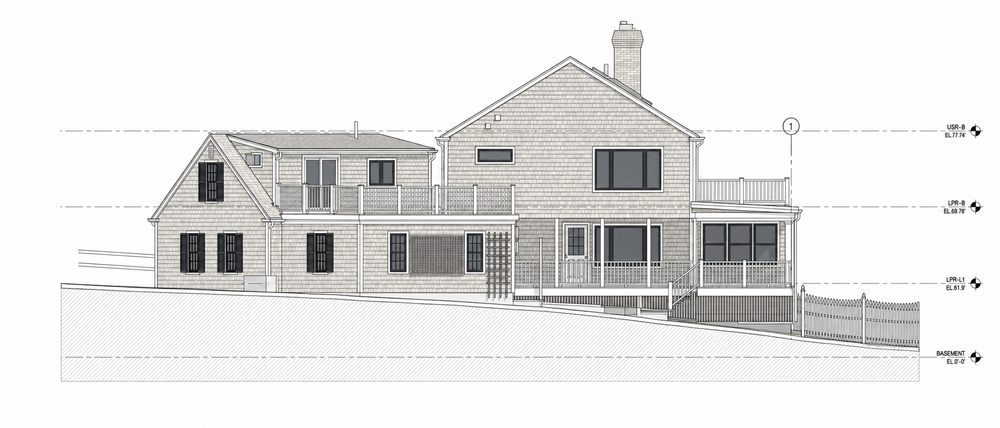 Existing conditions elevation for the Little Bay Orleans residence