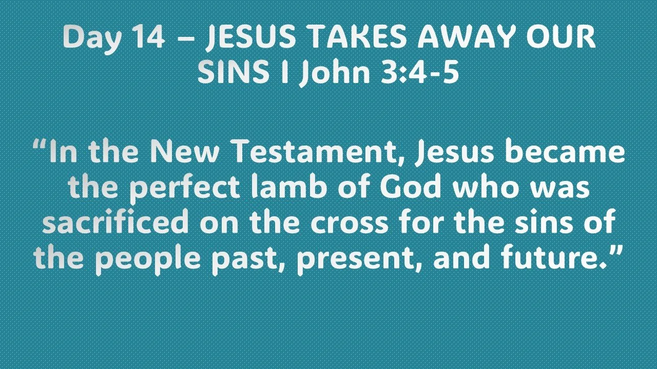 Day 14 – JESUS TAKES AWAY OUR SINS 