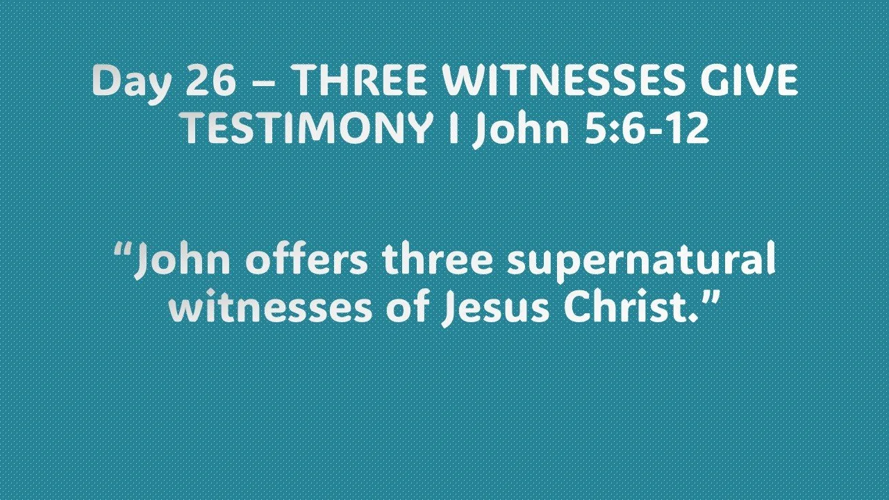 Day 26 – THREE WITNESSES GIVE TESTIMONY