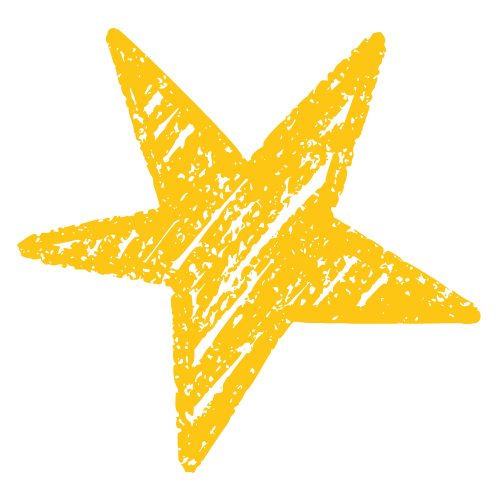 Yellow star with a rough, textured appearance.