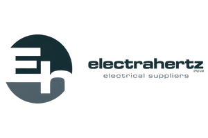 Electromarcz electrical supplier logo with a stylized 'E' and 'M' inside a circle