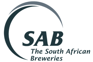 Logo of South African Breweries featuring a stylized crescent shape and the text 'SAB The South African Breweries'