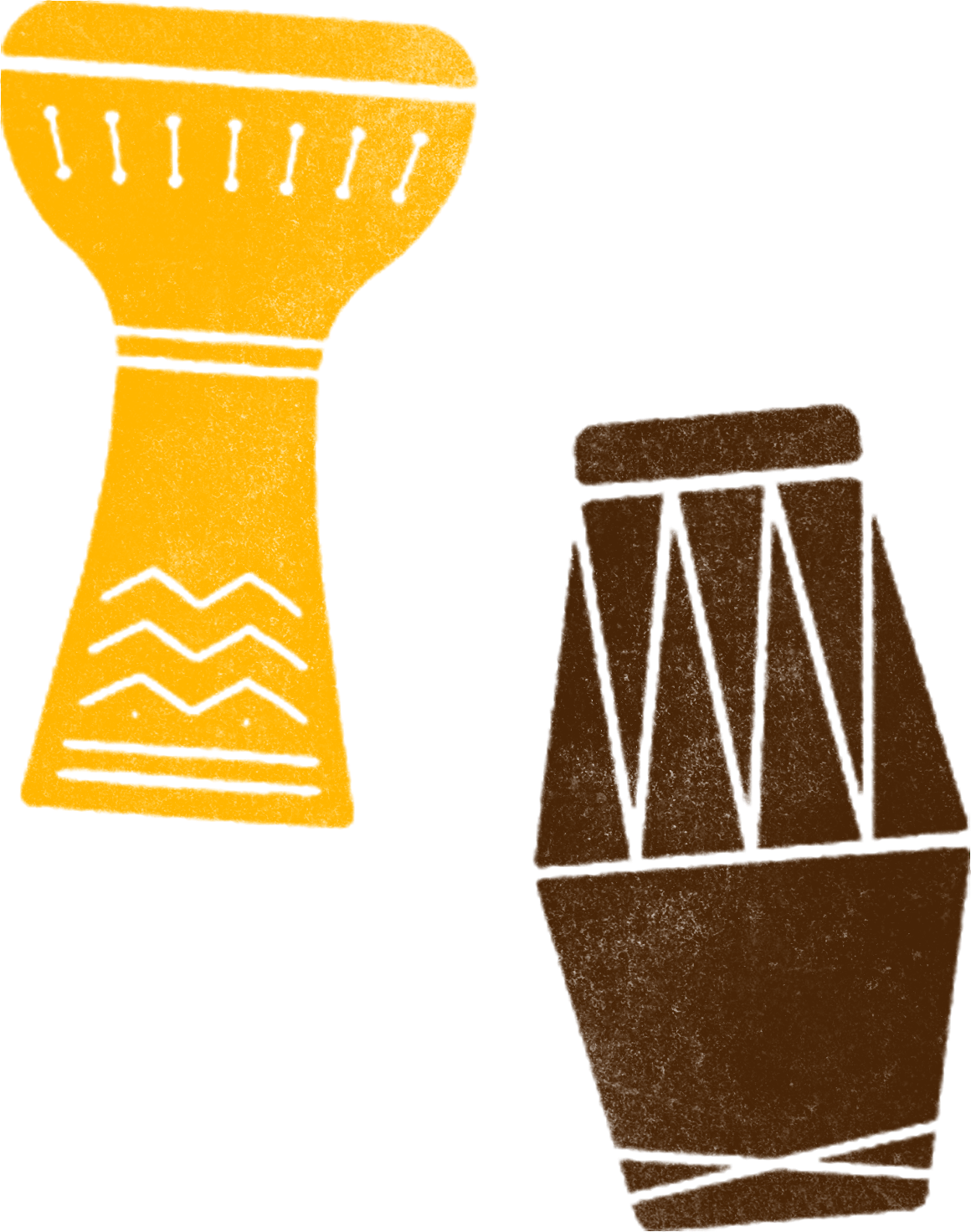 Yellow and brown drum graphics