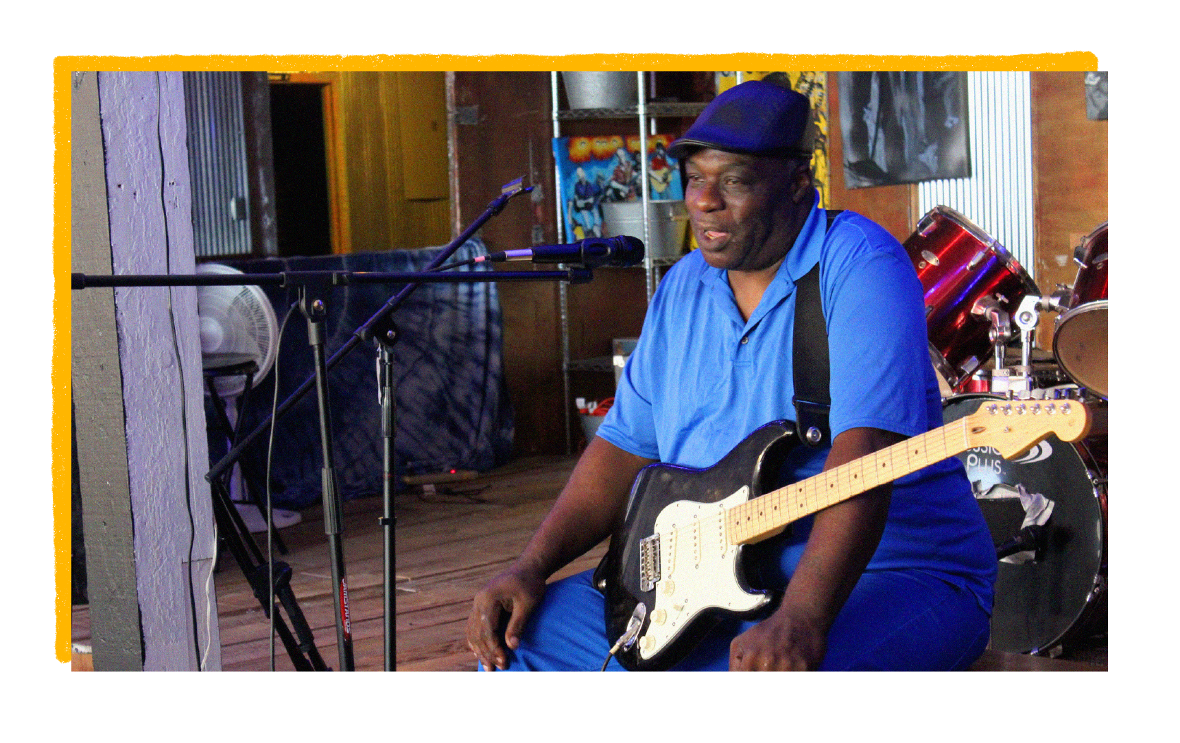 Musical artist with microphone