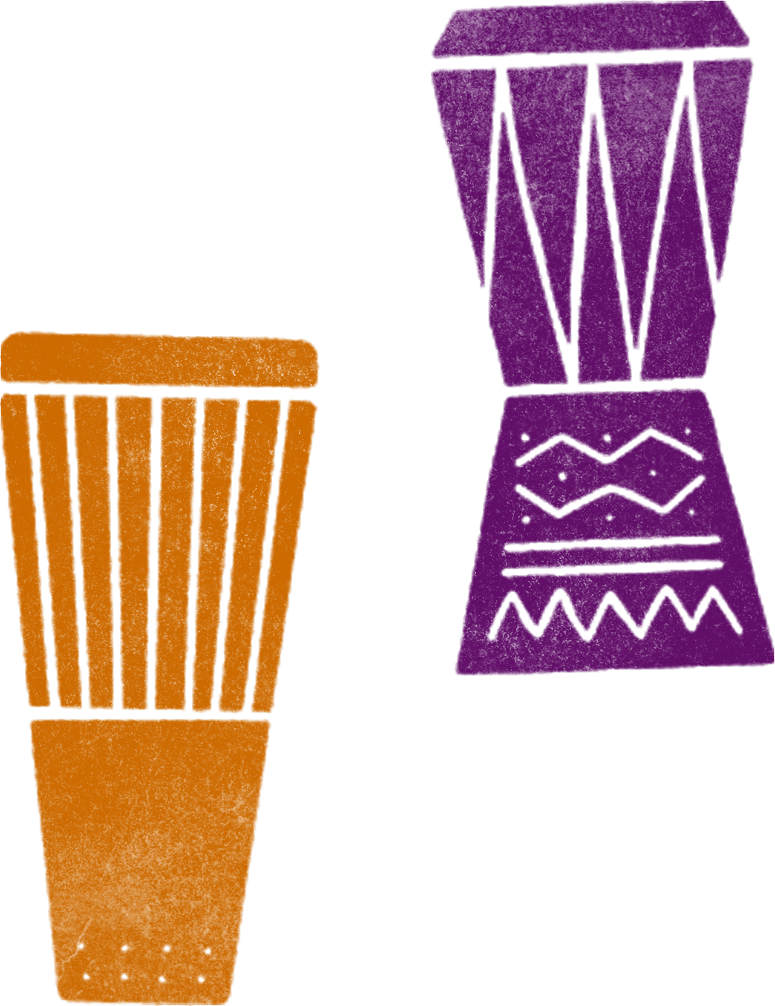 Purple and orange drum graphics