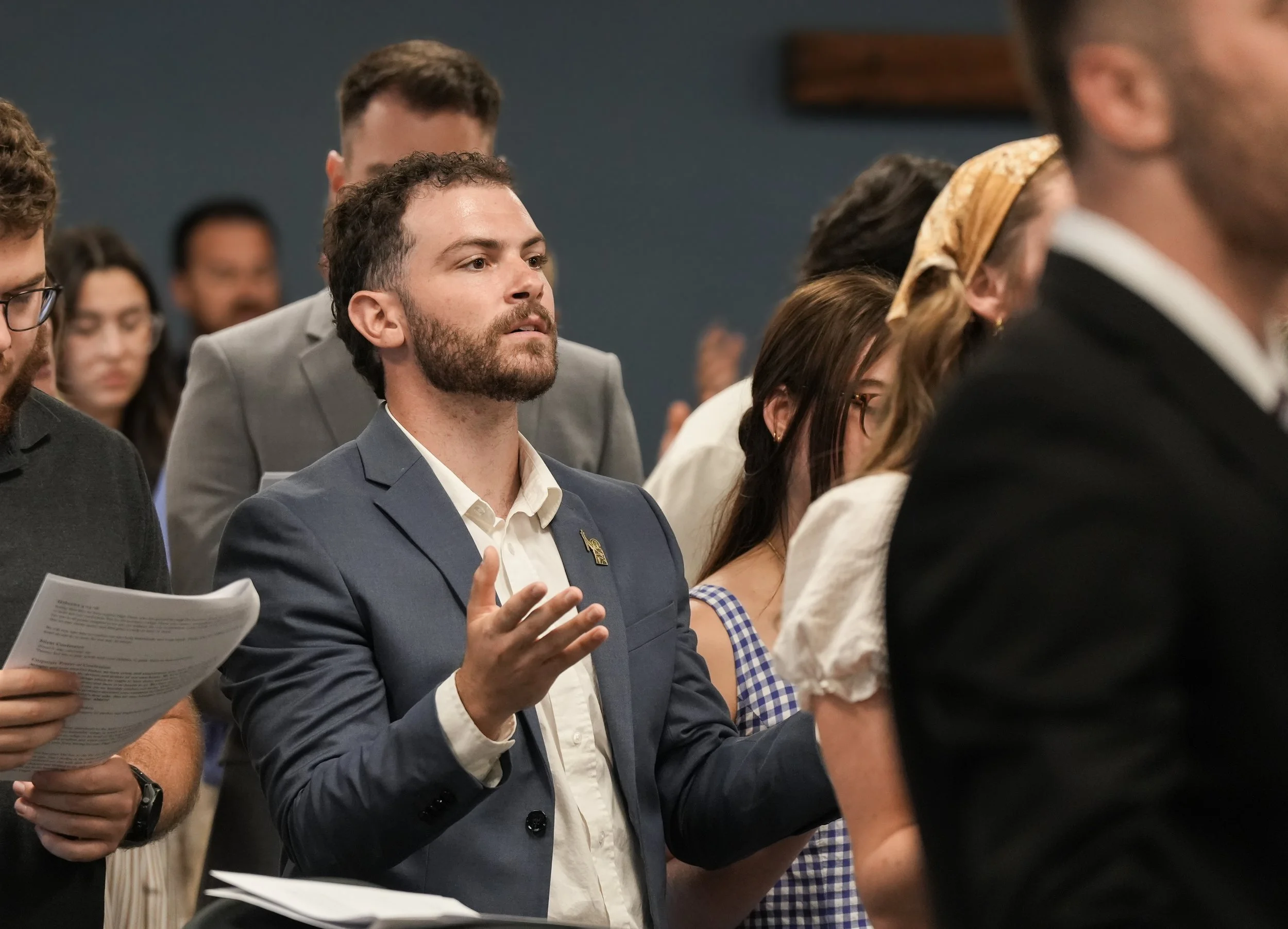 Man worshipping with hands raised