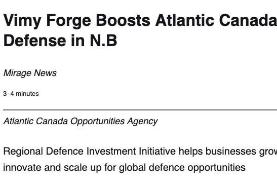 Vimy Forge boosts Atlantic Canada defence innovation