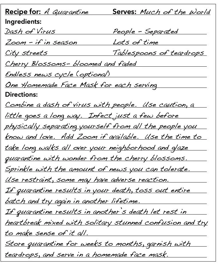 Recipe for a Quarentine