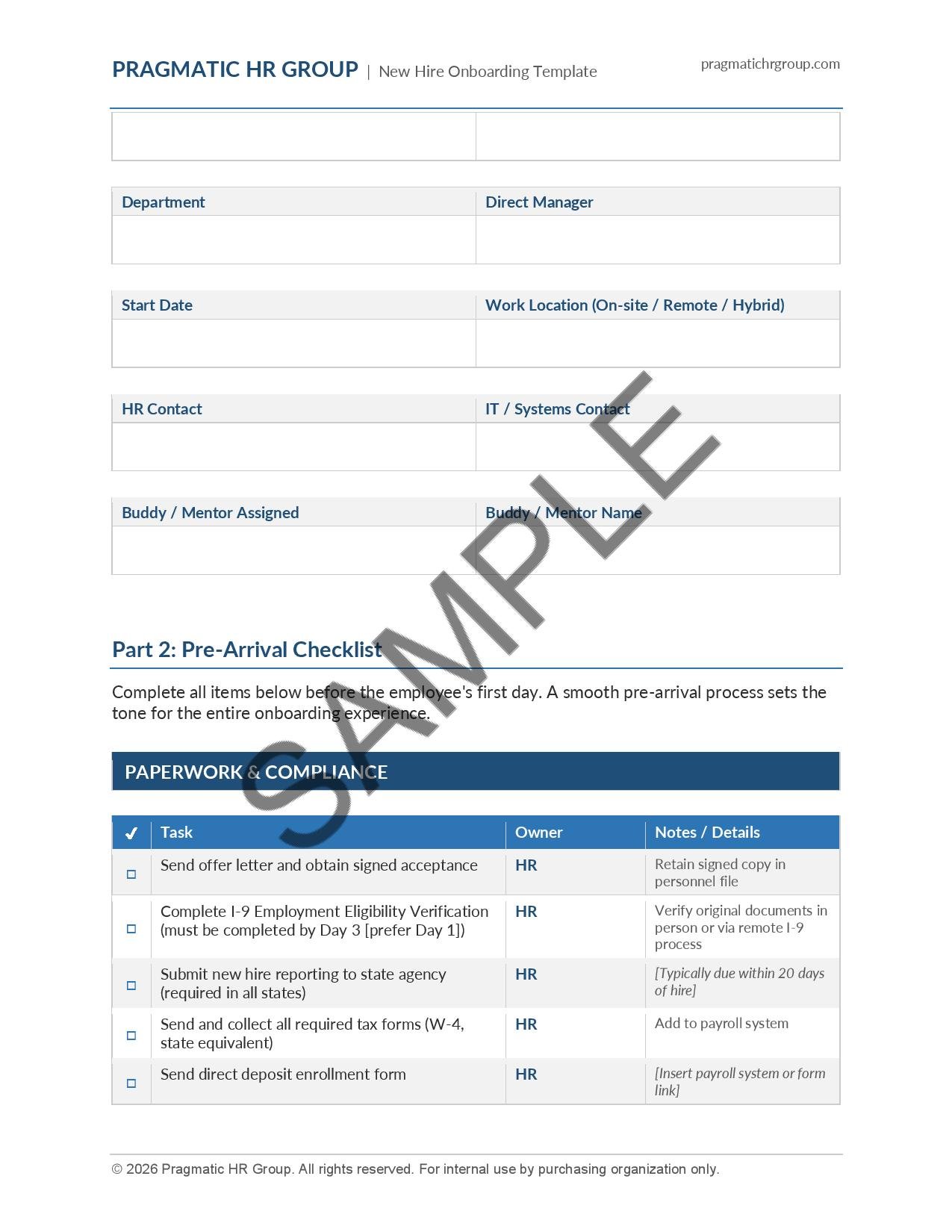 New Hire Onboarding Checklist for Small Business (Template) | Pragmatic ...