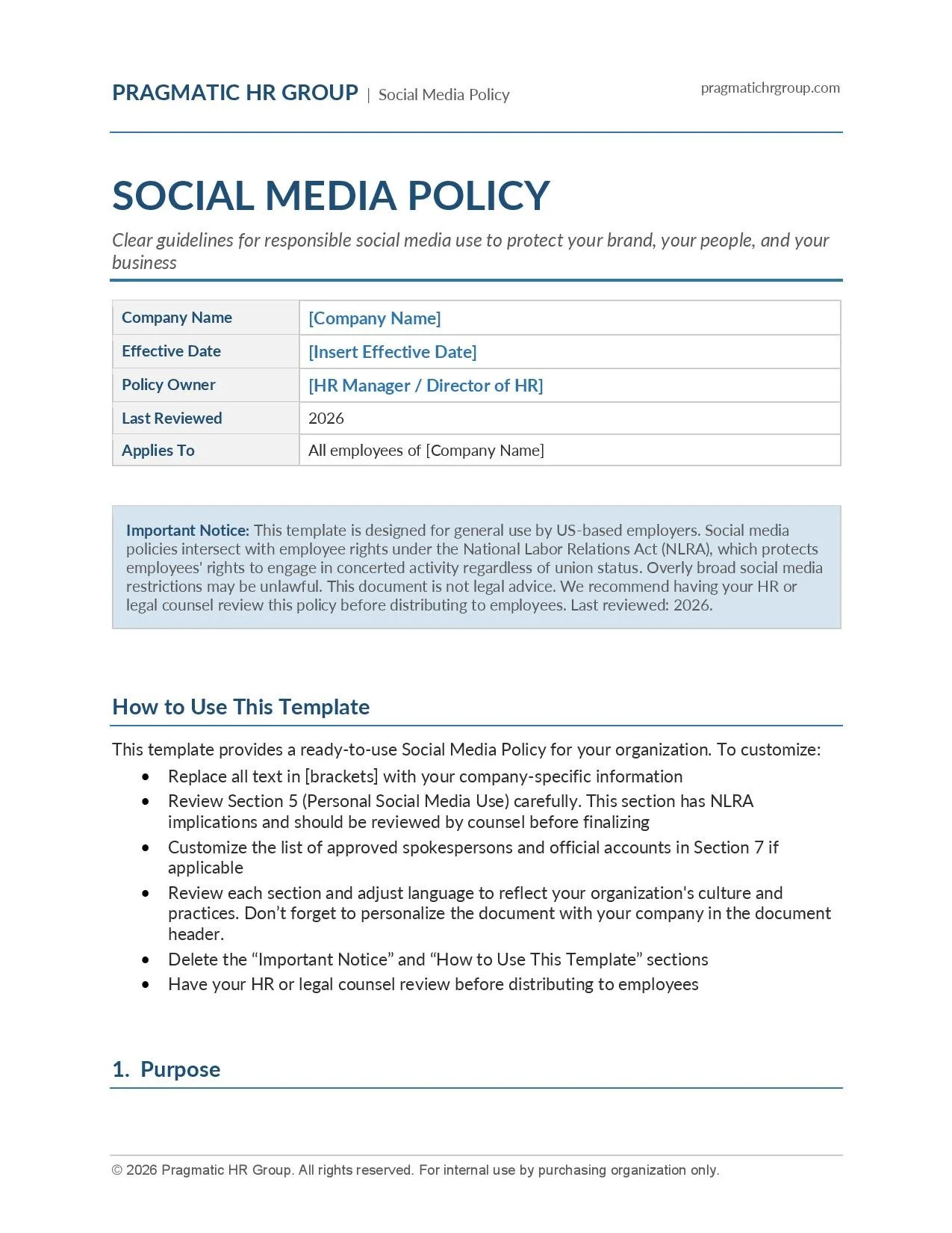 Employee Social Media Policy for Small Business (Template) | Pragmatic ...