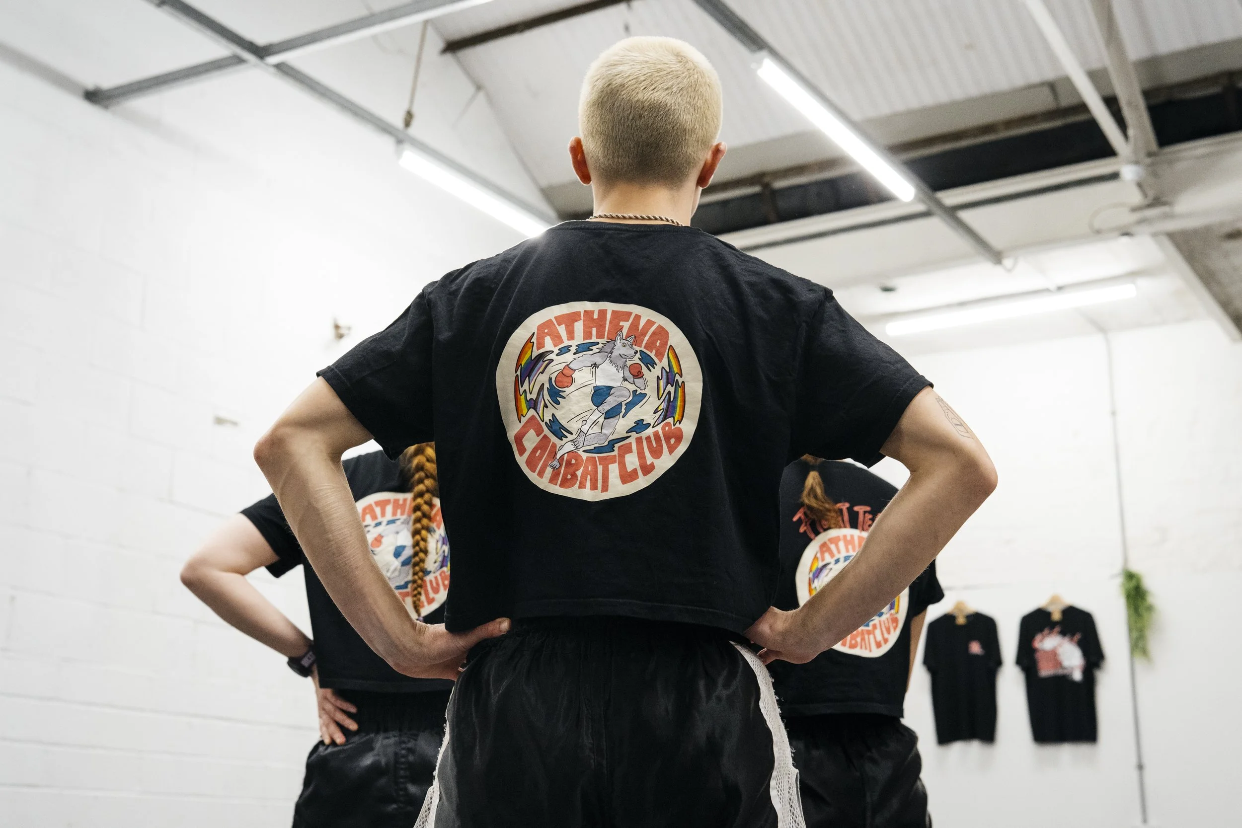 Athena branded t-shirt being worn by fighters at Athena Combat Club Fighter's Class at Cool Heart Muay Thai Studios, Bristol
