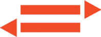 Red arrows pointing left and right with a red horizontal bar in between.