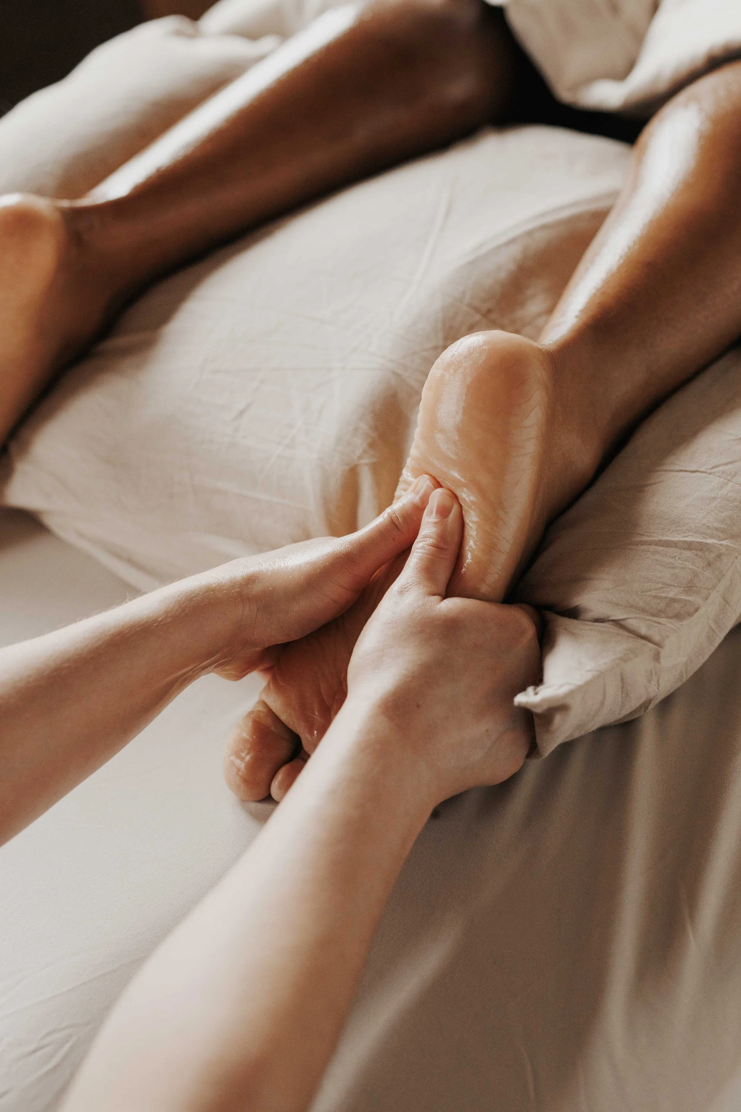 close up of someone getting a foot massage