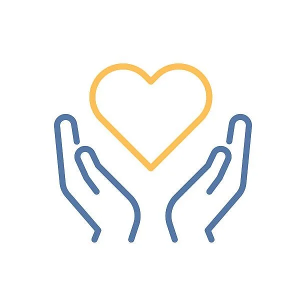 Two hands held open with a heart above them