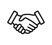 Line drawing of two hands shaking
