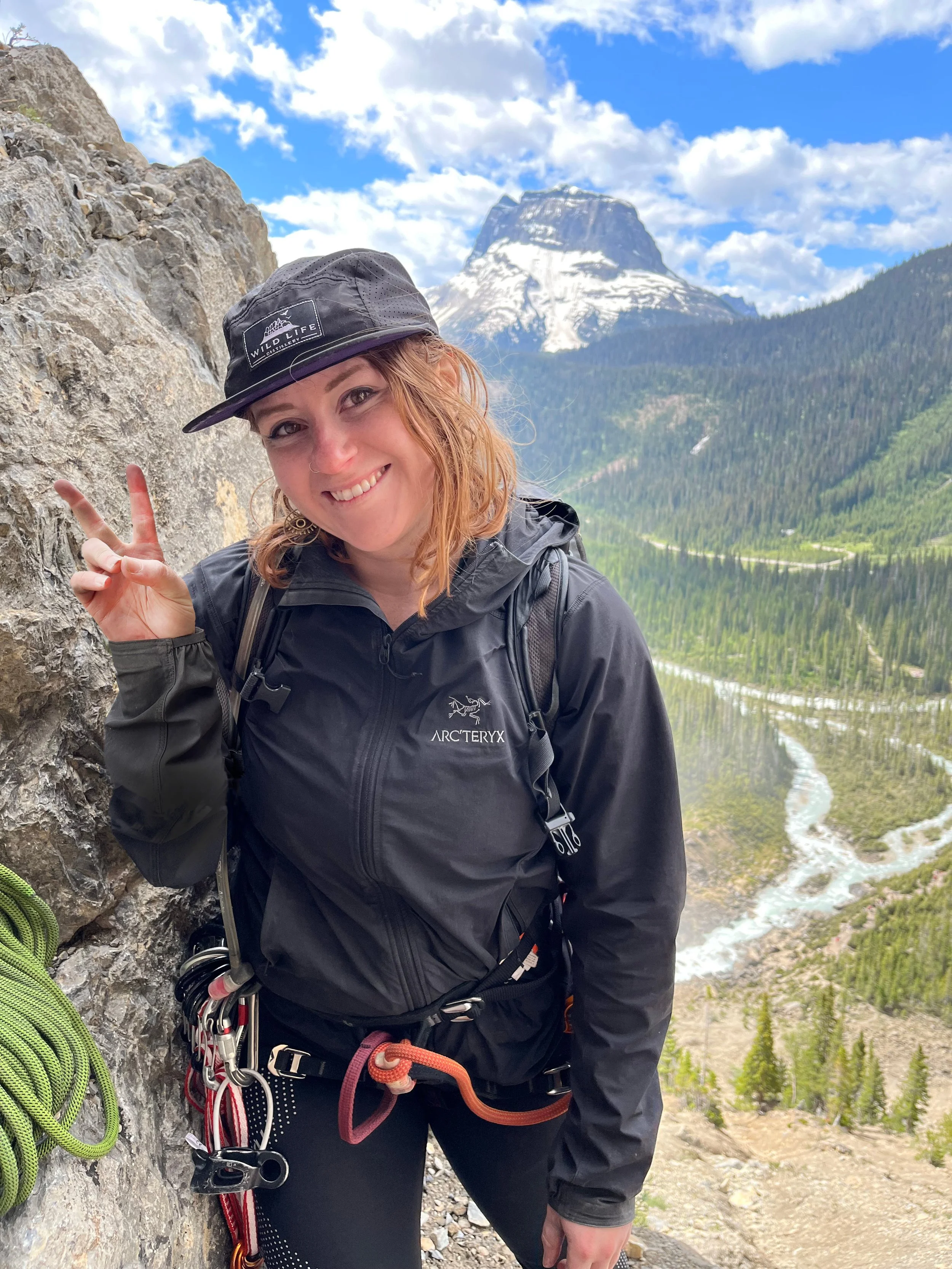 Cecelia Leddy of Teenybotanist climbing in the Rockies