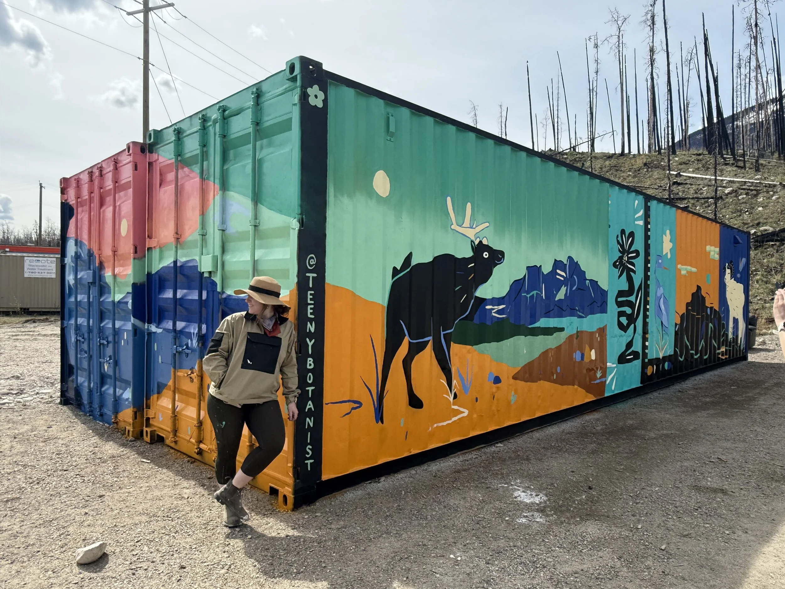 Recovery in Colour mural on a 40 ft sea can in Jasper