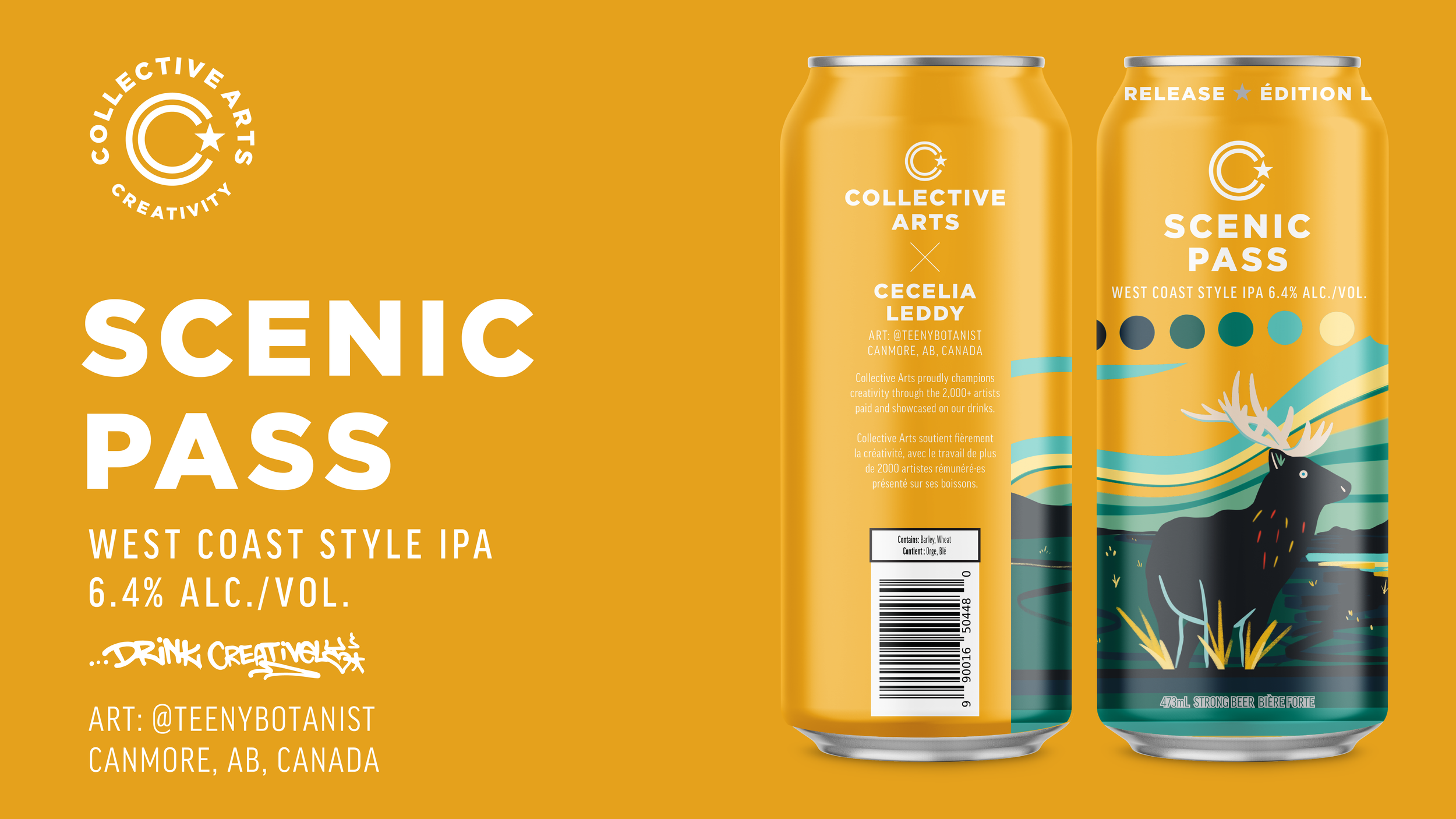 Scenic Pass West Coast Style IPA label artwork by Teenybotanist