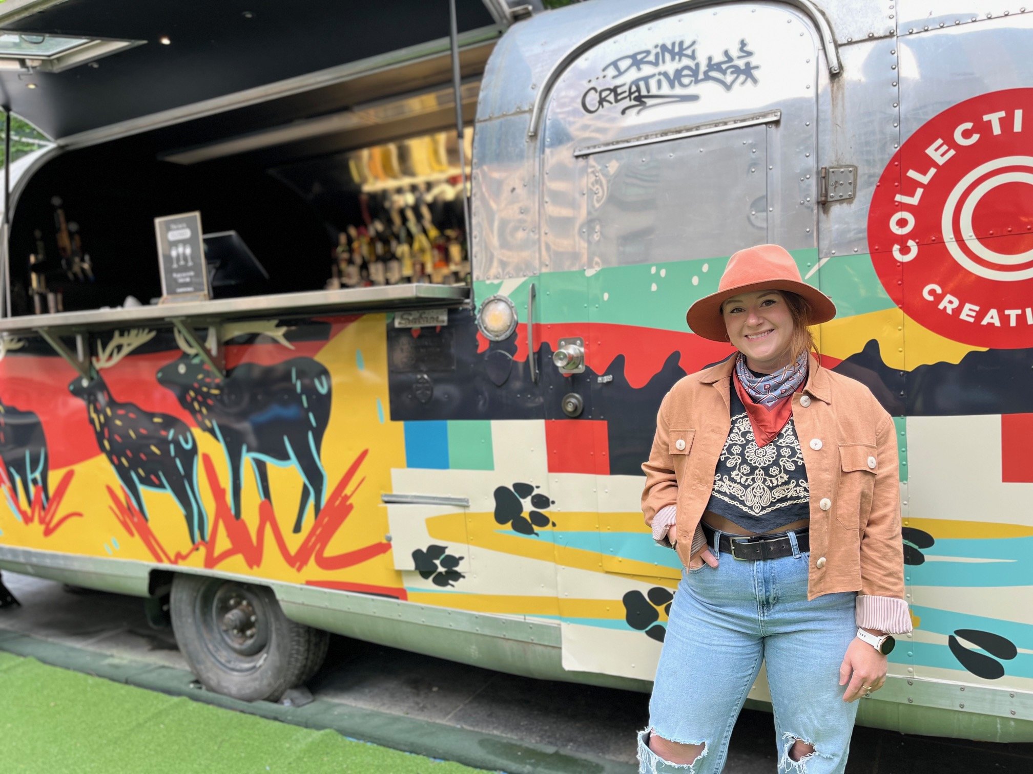 Teenybotanist in front of the Collective Arts Airstream wrap