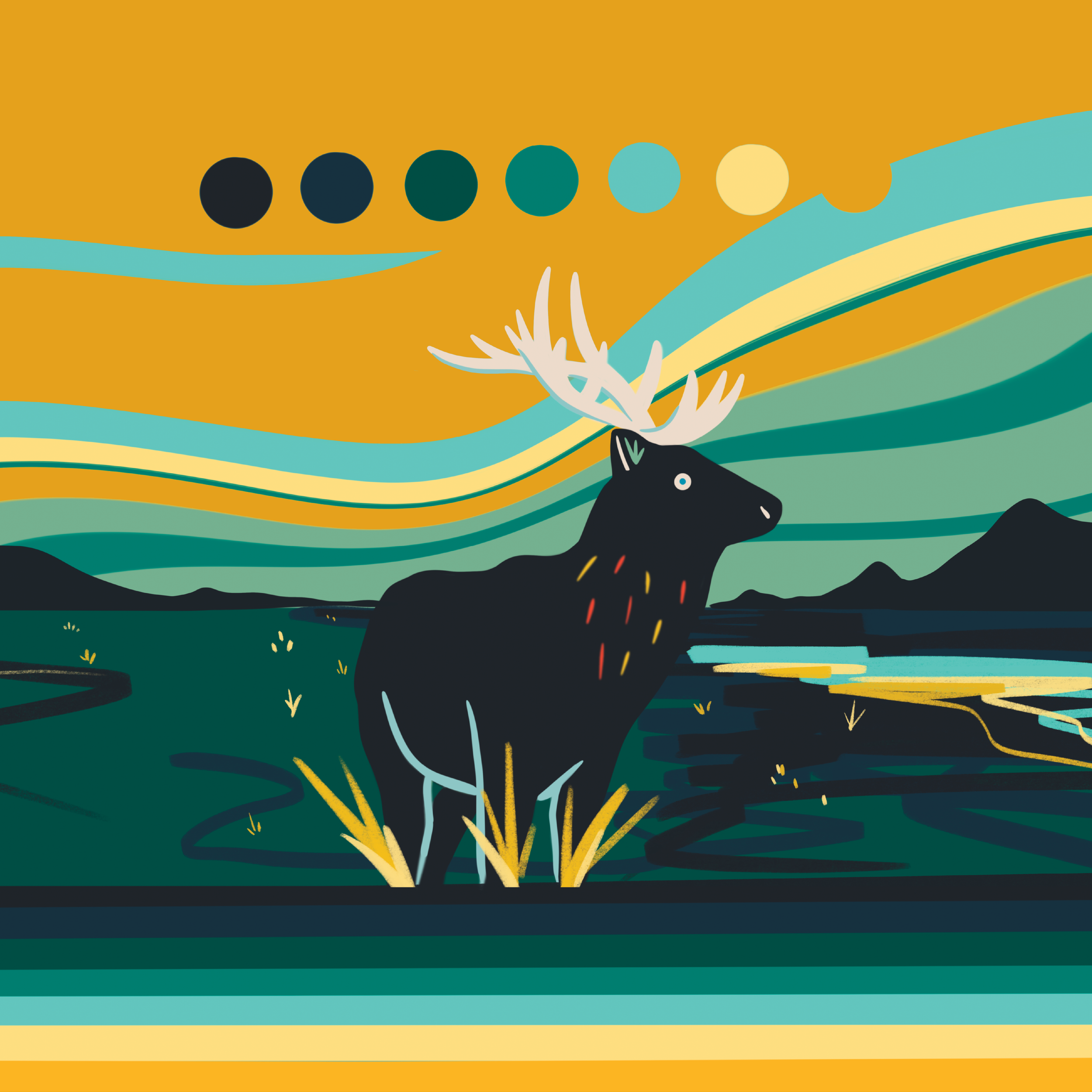 Elk illustration from the Scenic Pass label