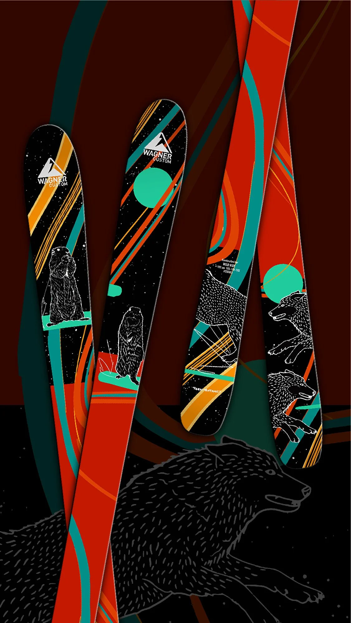 Wagner Artist Series ski topsheet design by Teenybotanist