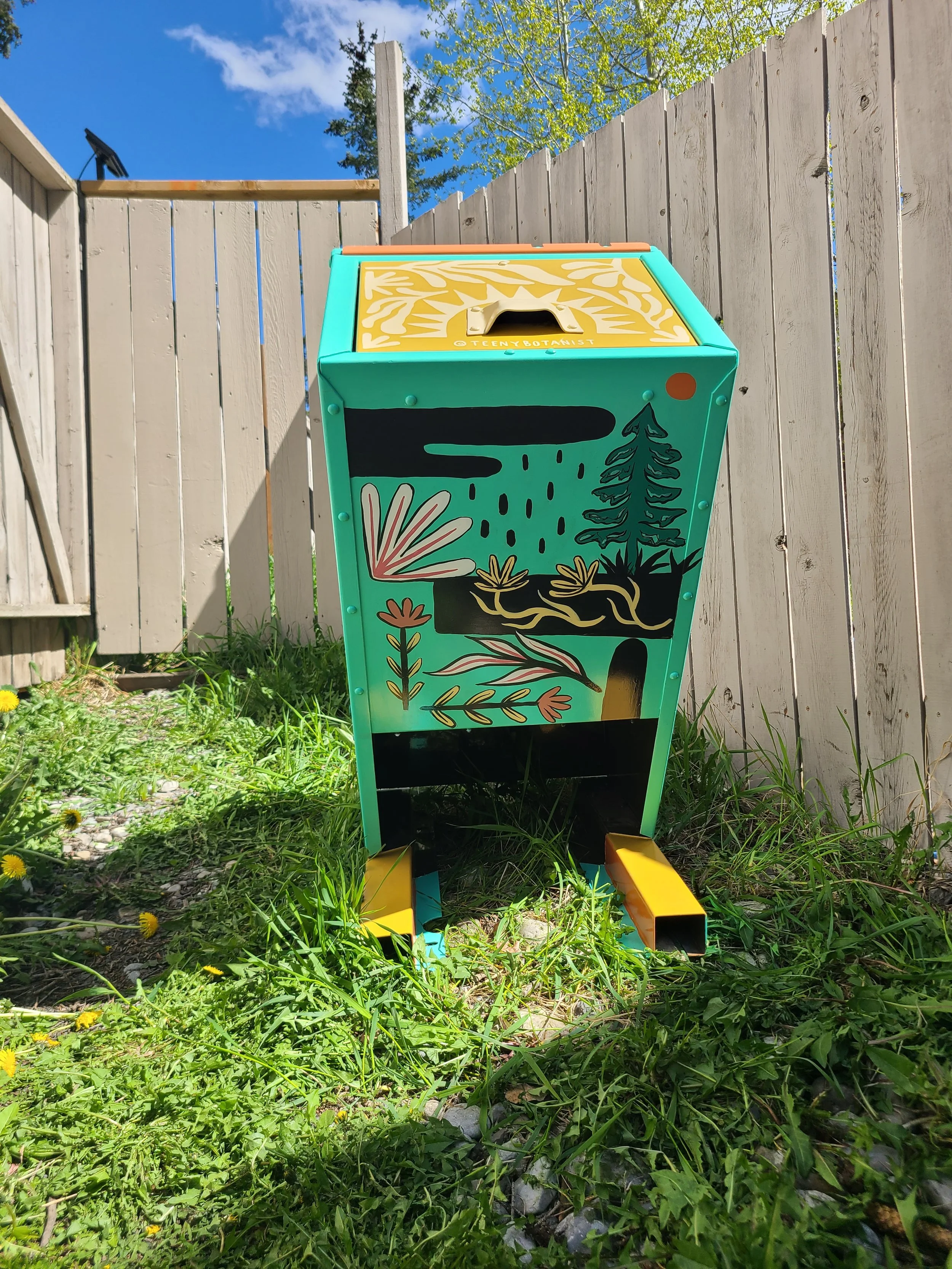 Respect the Locals bear bin, side view