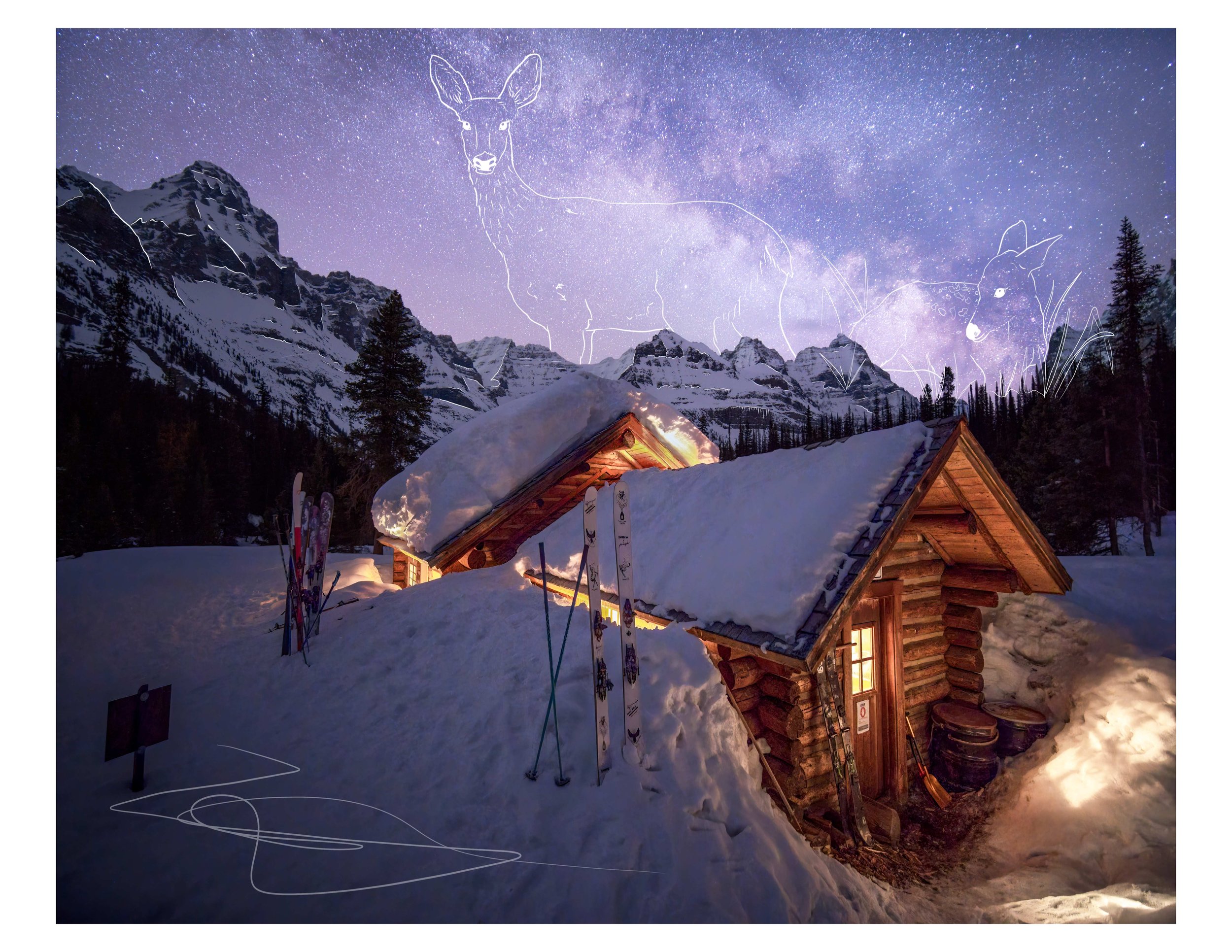 The Mother, from Constellations: a snowy cabin under the Milky Way