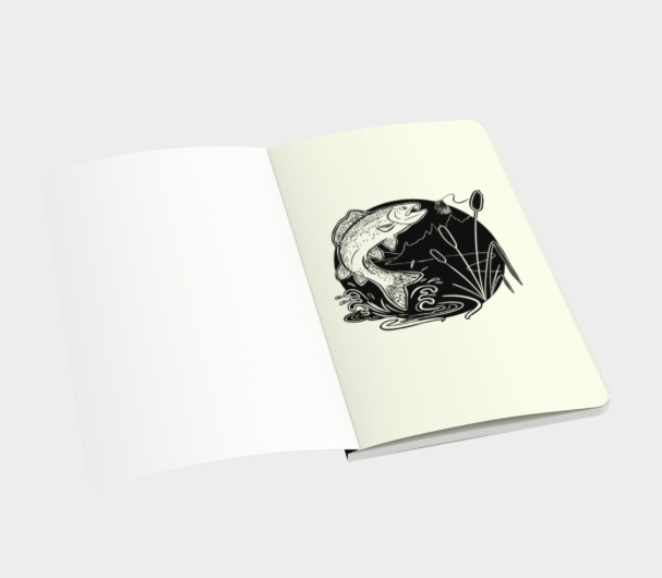 Wild Trout notebook open to lined pages