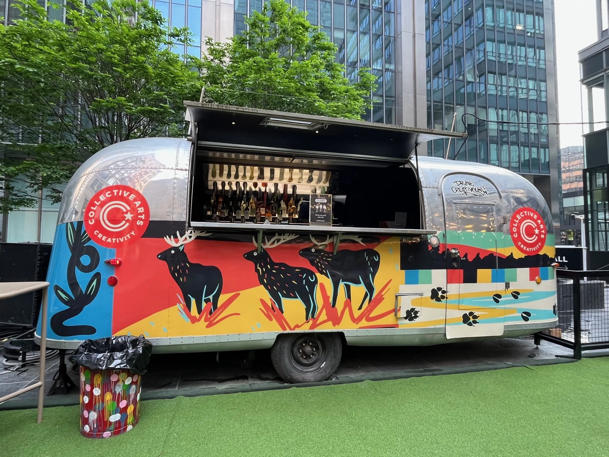 Collective Arts Airstream bar in a city plaza